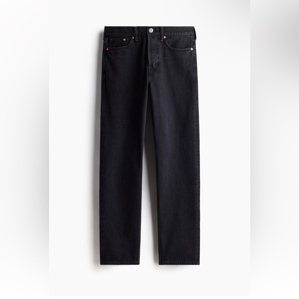 Men’s H&M Relaxed Fit Straight Leg Jeans Black 36 X 32 NWT
